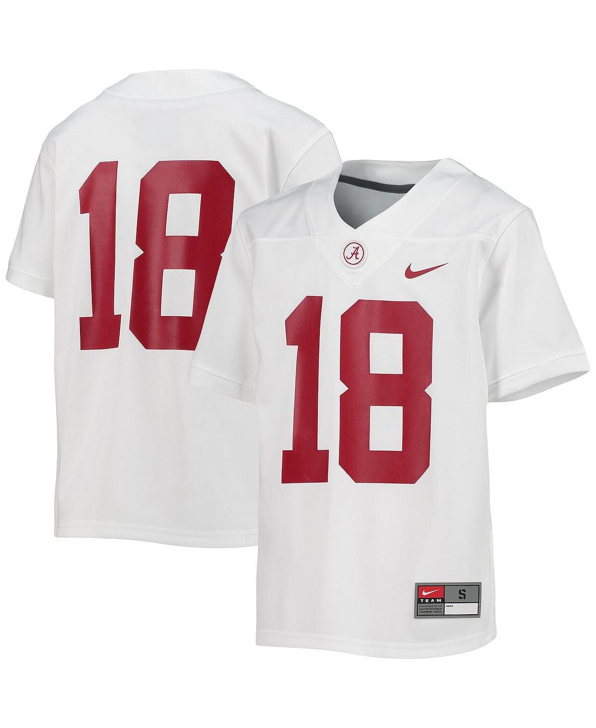 Джерси футбольной команды Big Boys № 18 White Alabama Crimson Tide Untouchable Nike