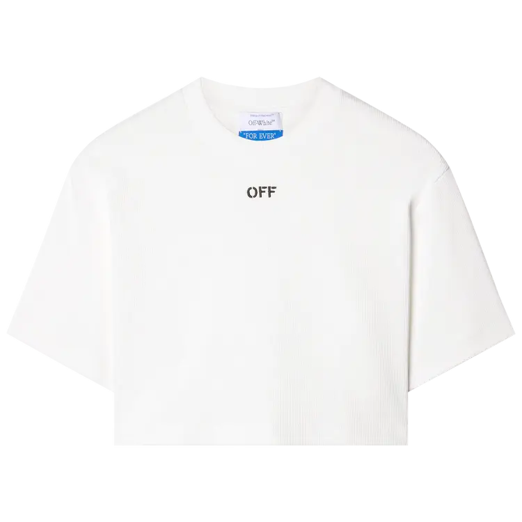 

Футболка Off-White Off Stamp Rib Cropped 'White/Black', белый