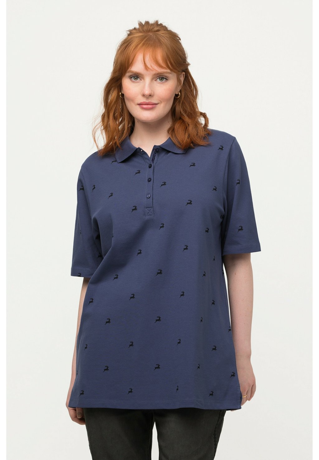 Рубашка-поло Ulla Popken, цвет blue gray