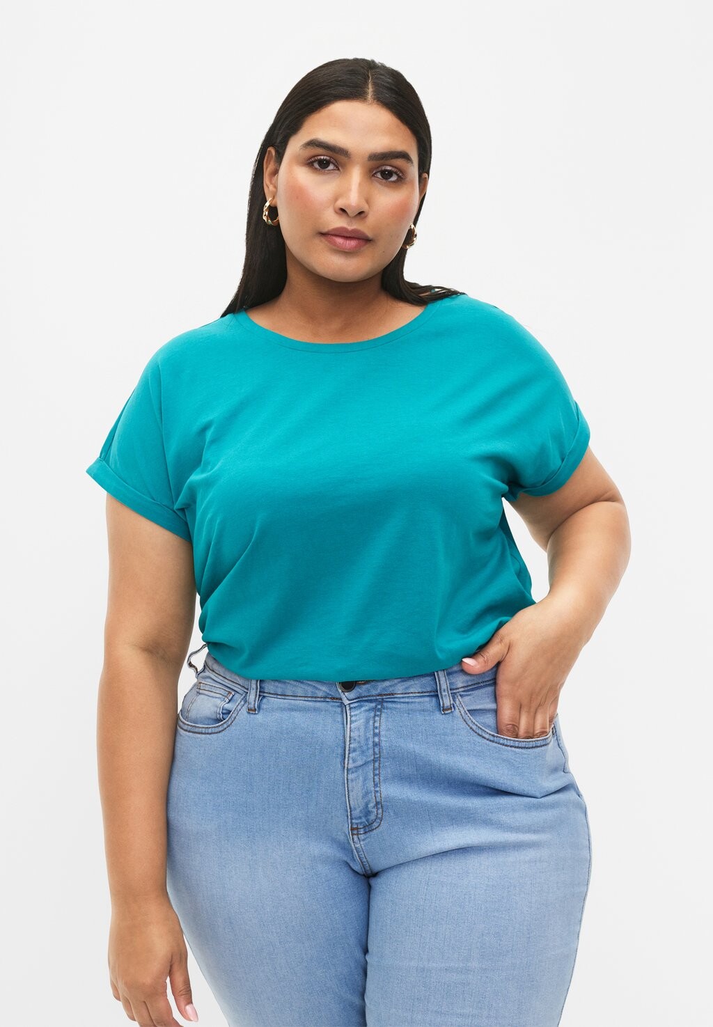 

Футболка базовая SHORT SLEEVED BLEND Zizzi, цвет teal blue