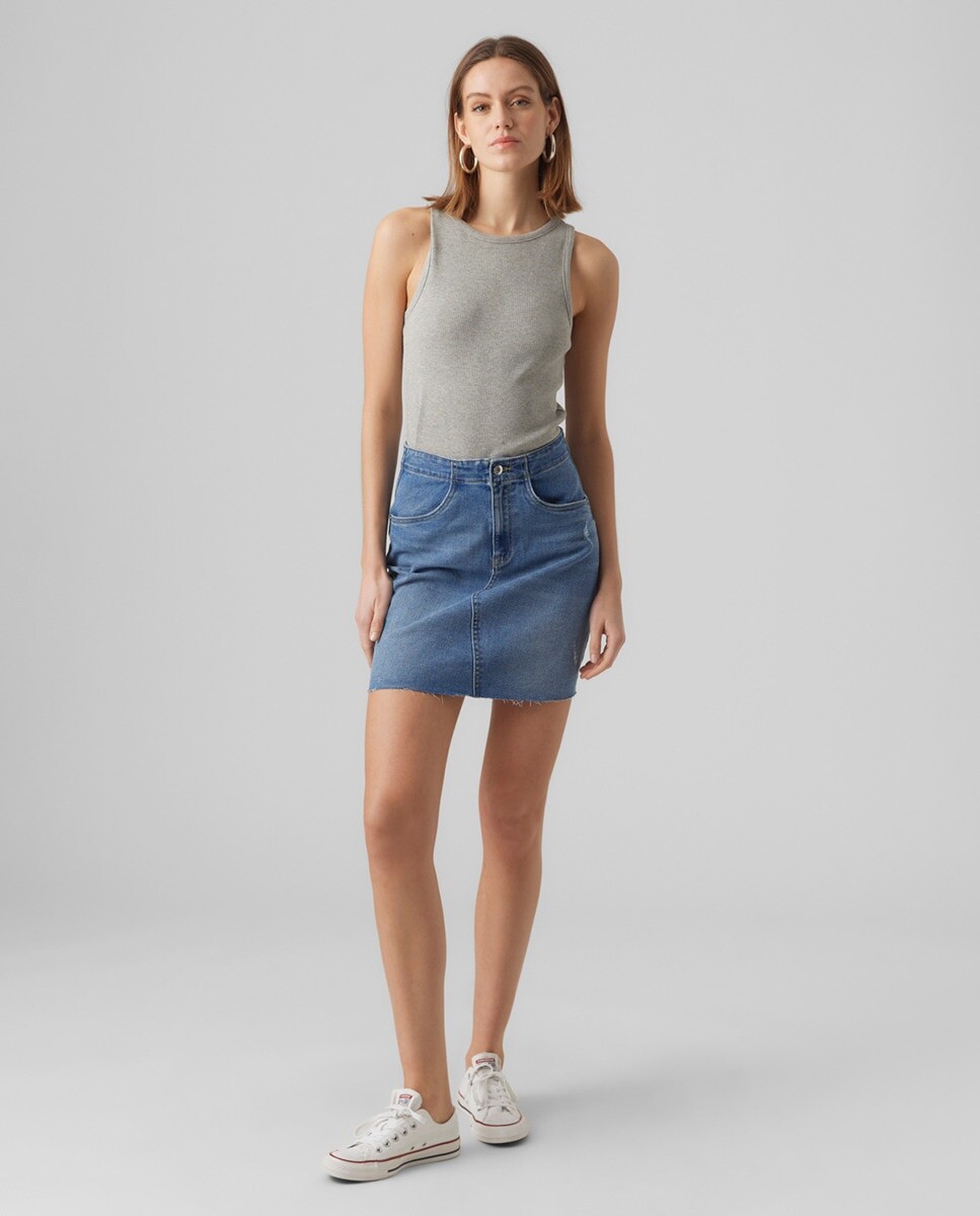 

Приталенная джинсовая юбка Vero Moda, синий