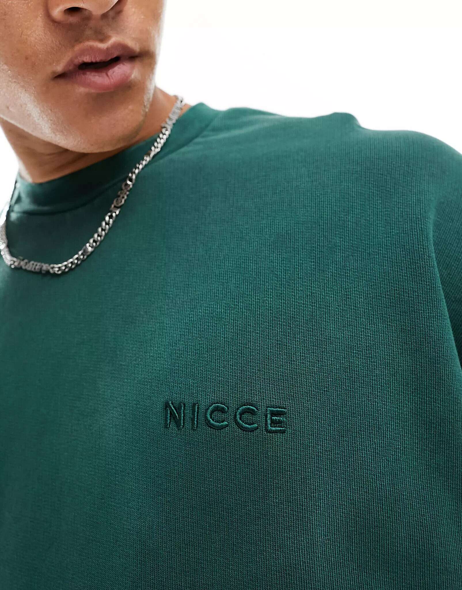 Свитшот оверсайз лесного зеленого цвета с винтажной расцветкой Nicce Mercury