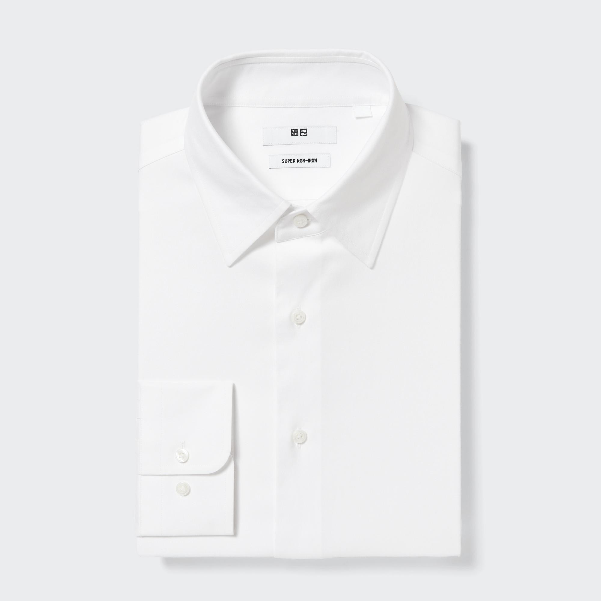 Рубашка UNIQLO Super Non-iron стандартного кроя, белый рубашка zara non iron stretch белый