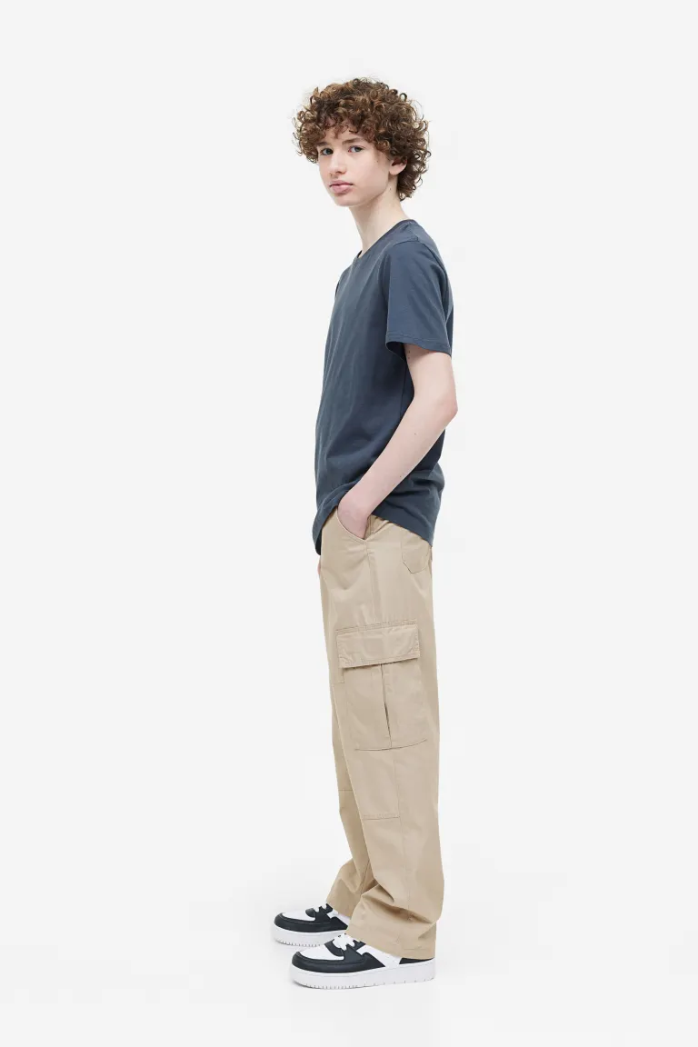 

Хлопковые брюки-карго H&M, бежевый