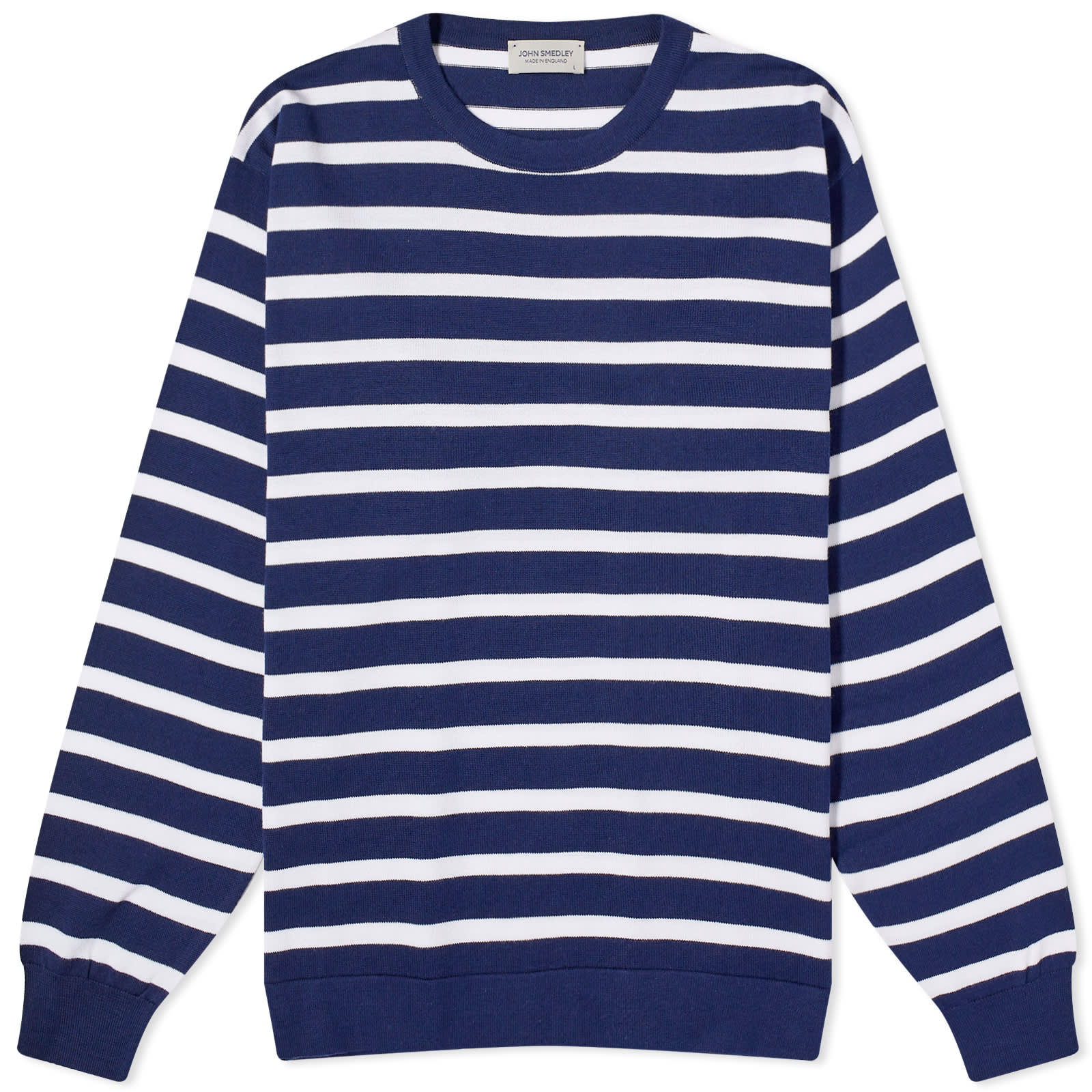 Свитер John Smedley Teller Stripe Crew Knit, цвет French Navy & White