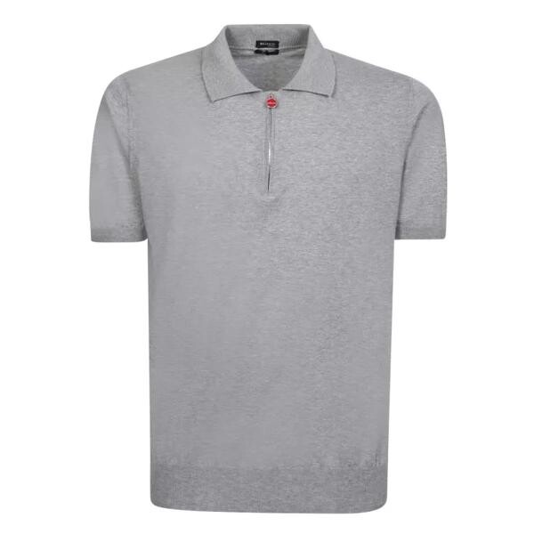 

Футболка cotton zip polo shirt Kiton, серый