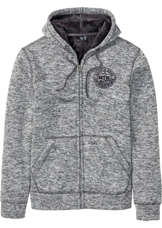 

Толстовка с капюшоном и плюшевой подкладкой Bpc Bonprix Collection, серый