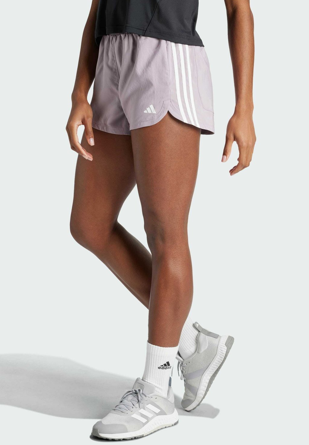 Спортивные шорты PACER STRIPES HIGH-RISE adidas Performance, цвет preloved fig white