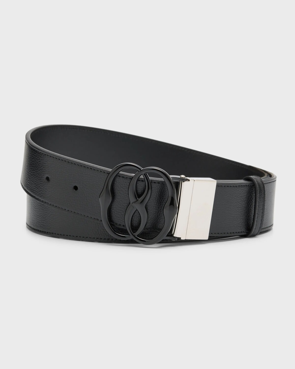 

Мужской двусторонний кожаный ремень с эмблемой Bally, цвет Black Palladio