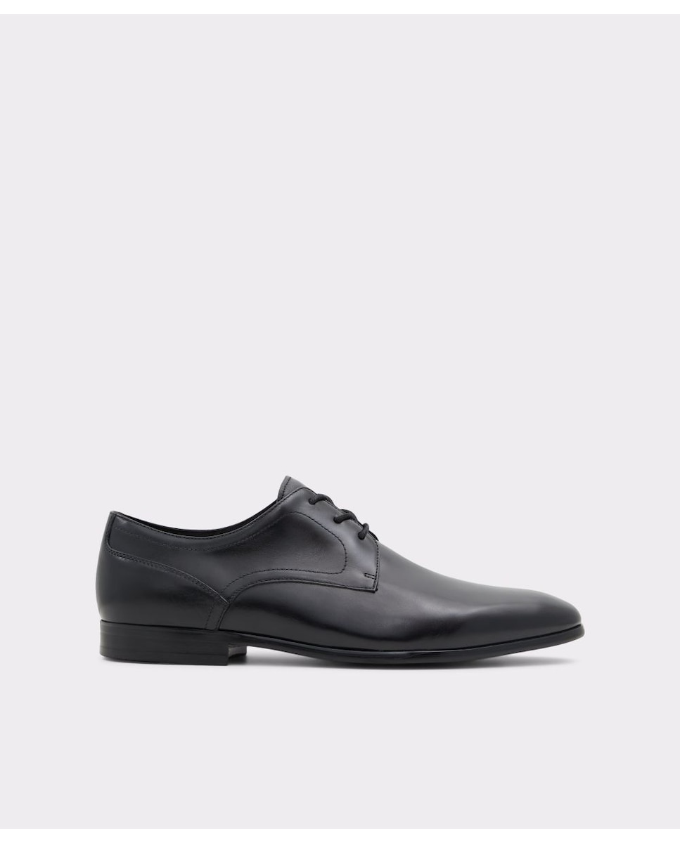 Мужские кожаные туфли на шнуровке черного цвета с круглым носком Aldo, черный