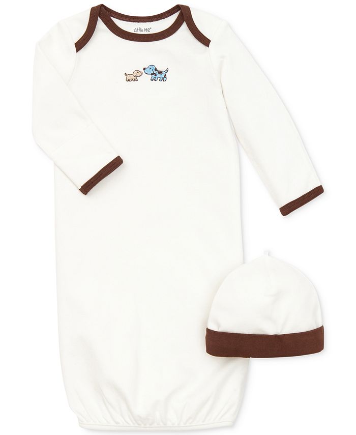 Платье и шапка с милыми щенками для маленьких мальчиков, комплект из 2 предметов Little Me, белый