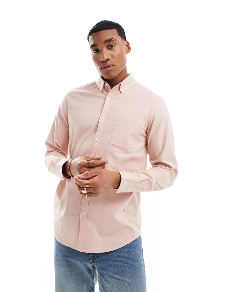 Светло-розовая оксфордская рубашка стандартного кроя ASOS оксфордская рубашка стандартного кроя asos