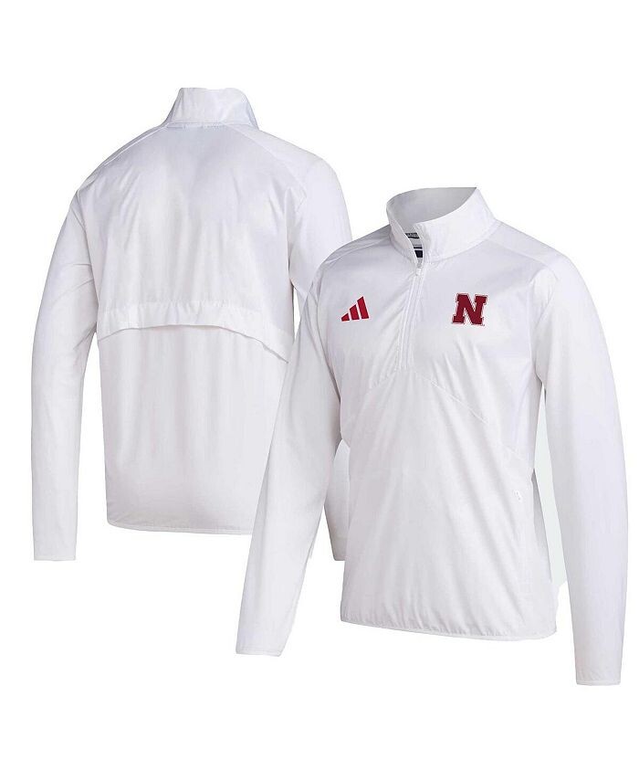 

Мужская белая куртка Nebraska Huskers с боковой линией AEROREADY с рукавами реглан и молнией четверть adidas, белый
