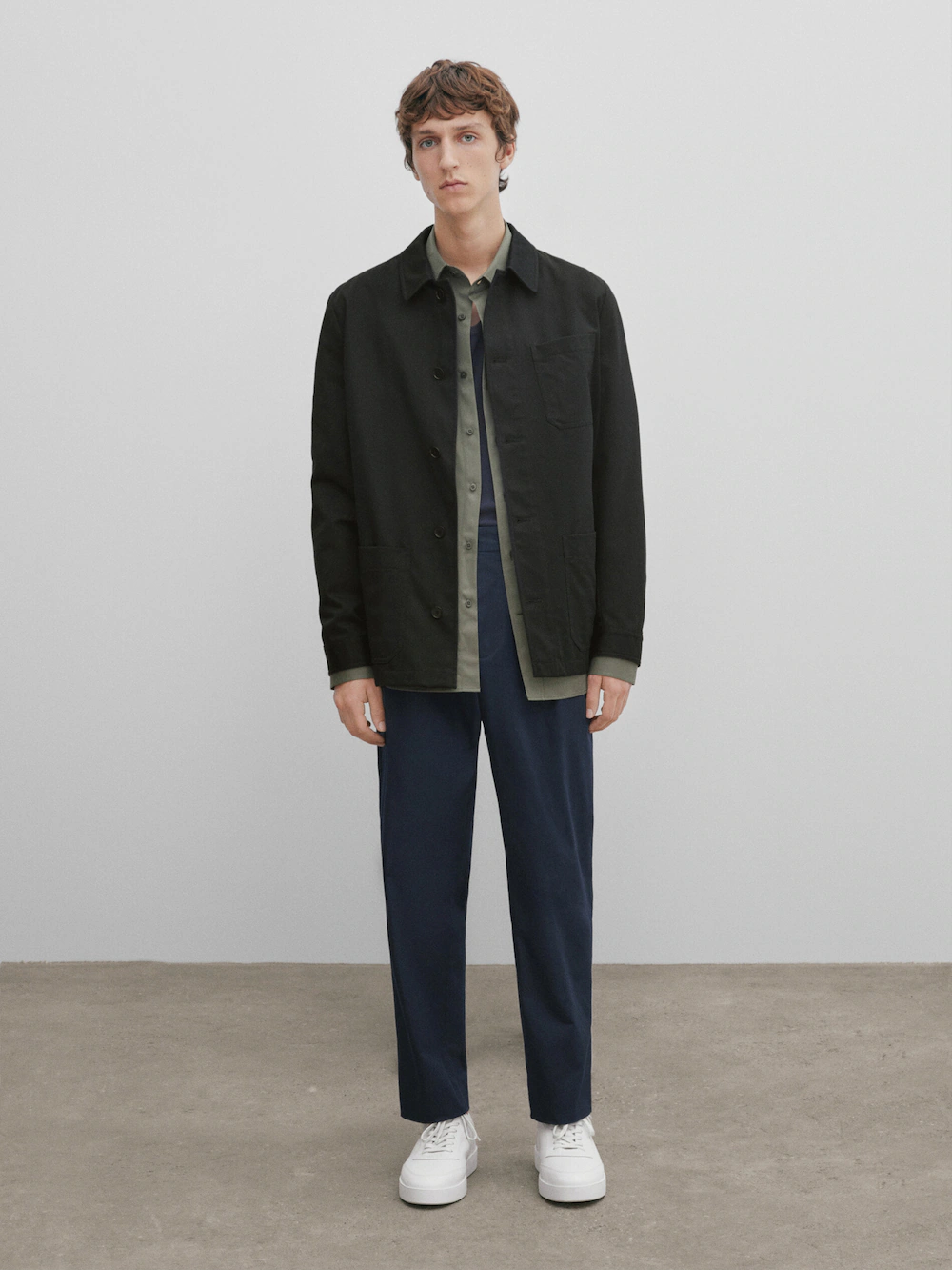 

Рубашка из хлопка micro twill - studio Massimo Dutti, синий