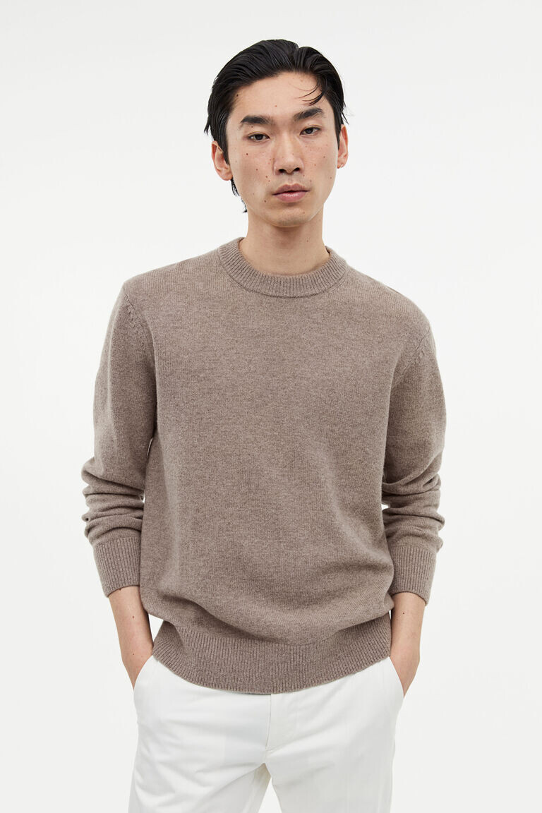 

Шерстяной джемпер regular fit H&M, бежевый