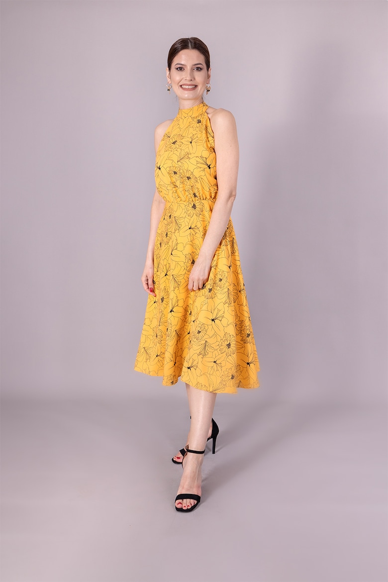 Вырезанное платье с цветочным узором Ilona Andreoiu, желтый