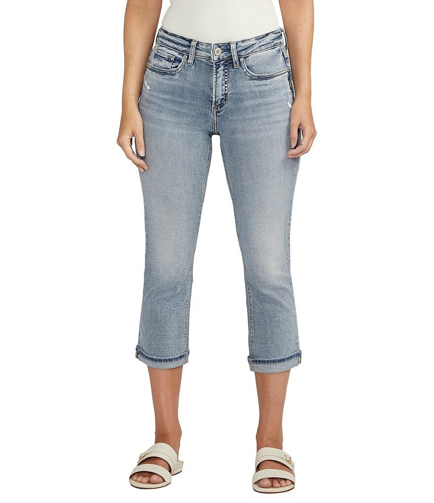 

Джинсы-капри Power Stretch Power Stretch Silver Jeans Co. Suki со средней посадкой, синий