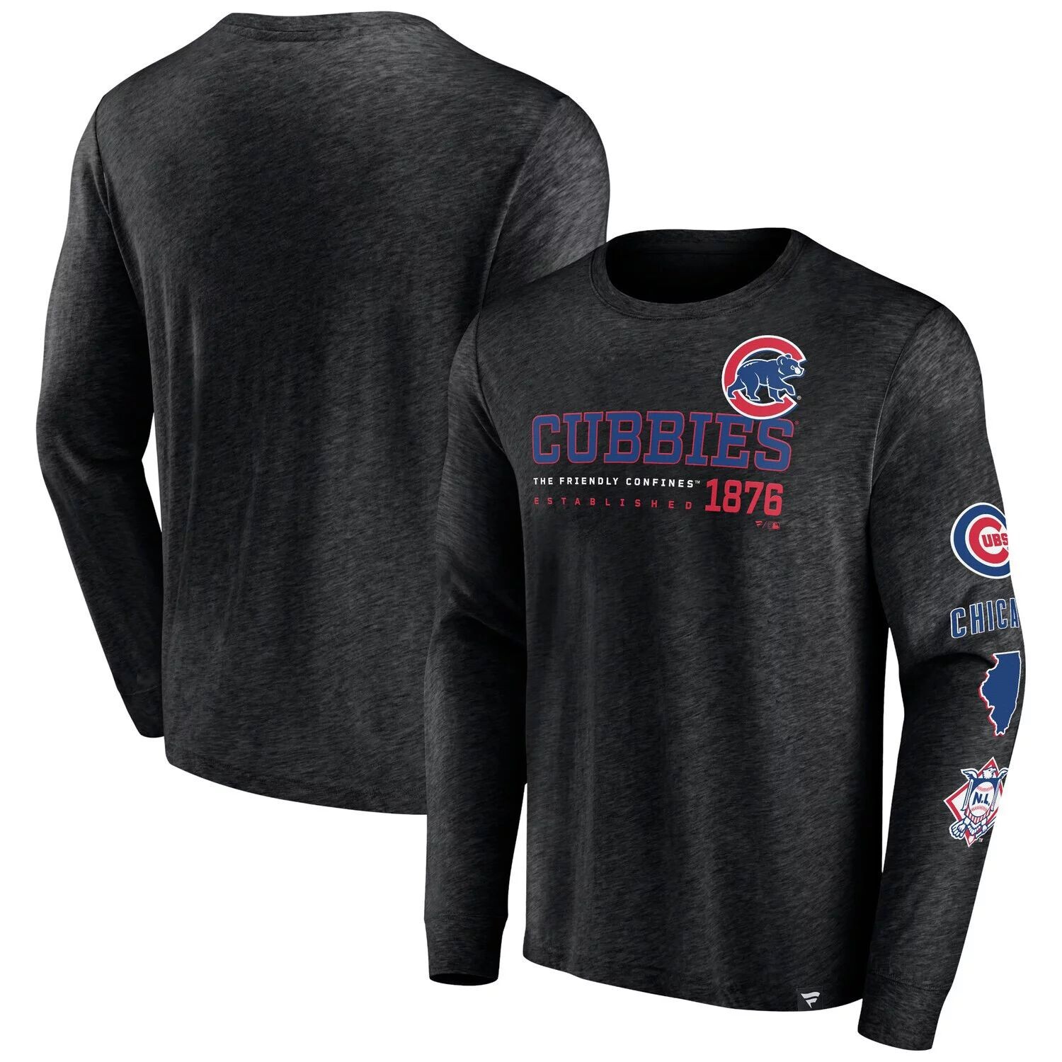 

Мужская черная футболка с логотипом Fanatics Chicago Cubs High Whip Pitcher с длинными рукавами