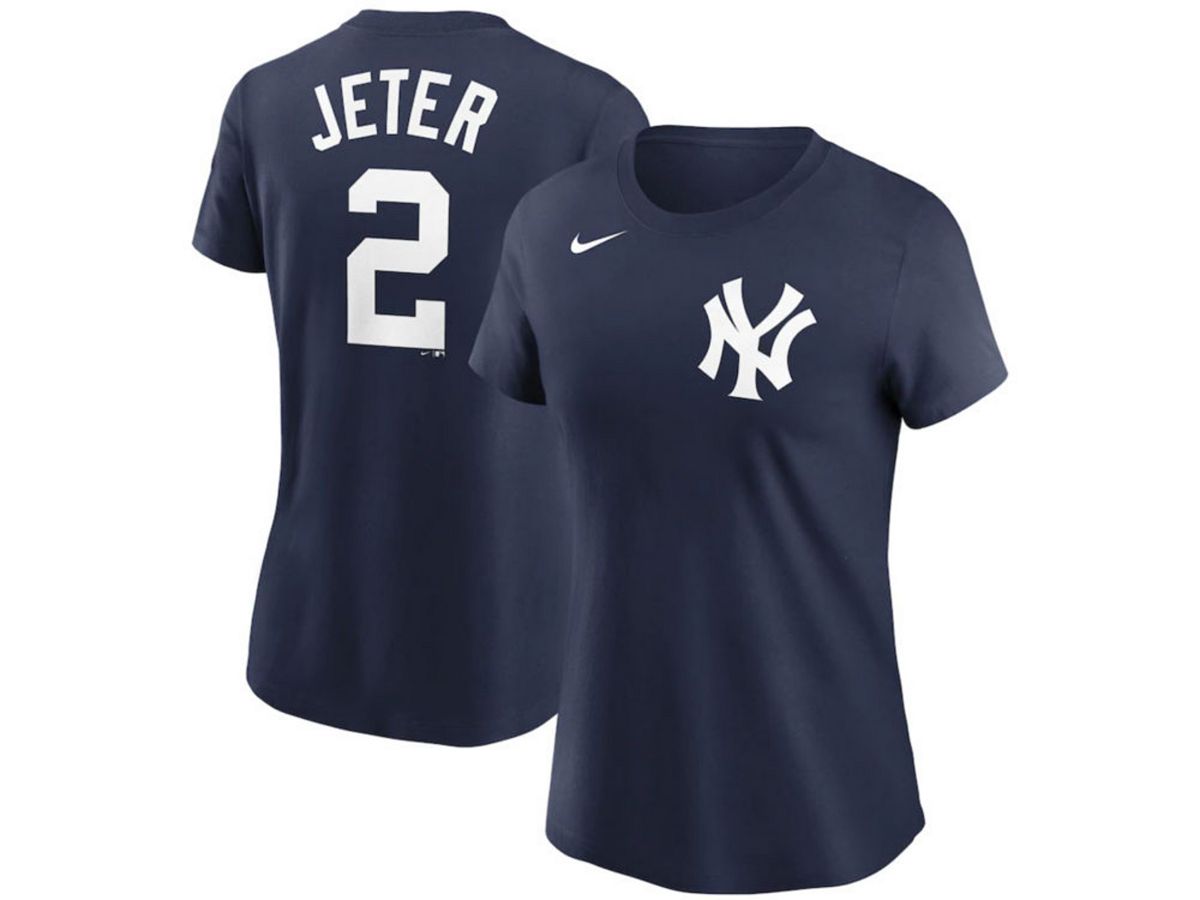 

Женская футболка с именем и номером игрока New York Yankees Derek Jeter Nike, темно-синий