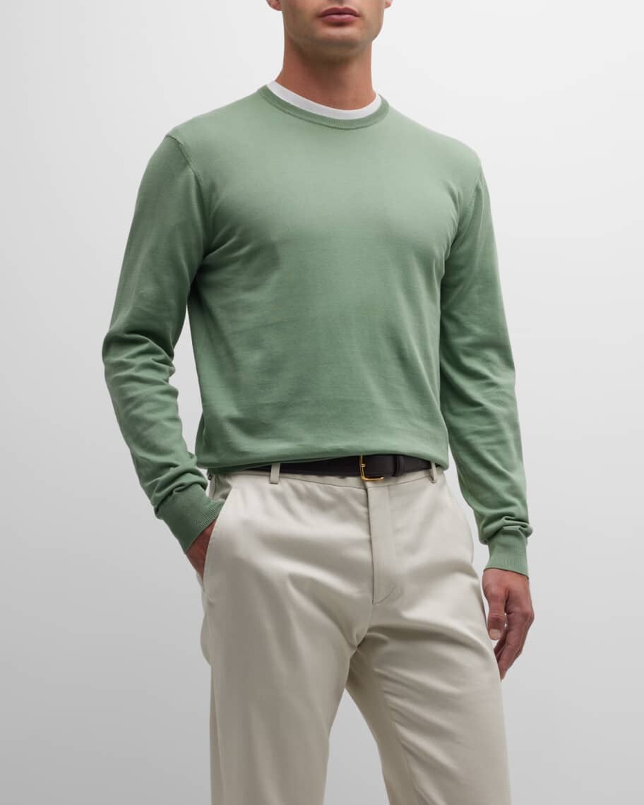 

Мужской хлопковый свитер с круглым вырезом и длинными рукавами Ralph Lauren Purple Label, Серый