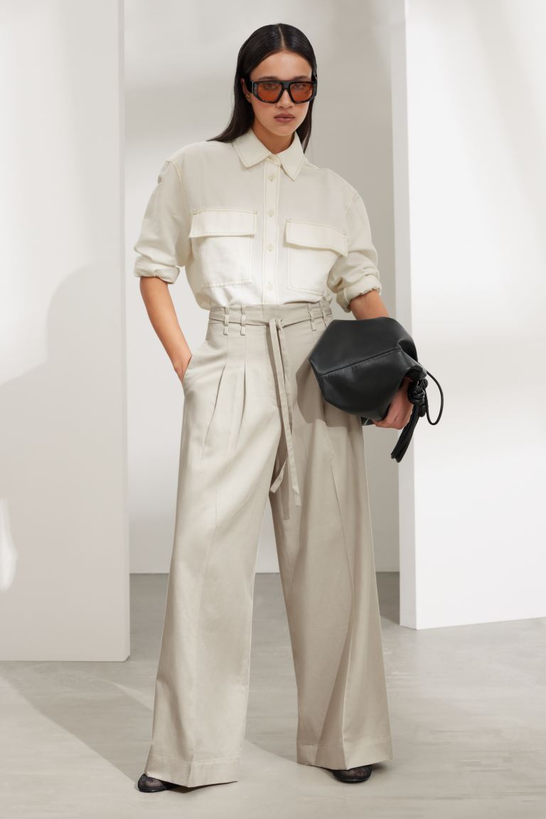 Широкие брюки с поясом и другие истории H&M, серый