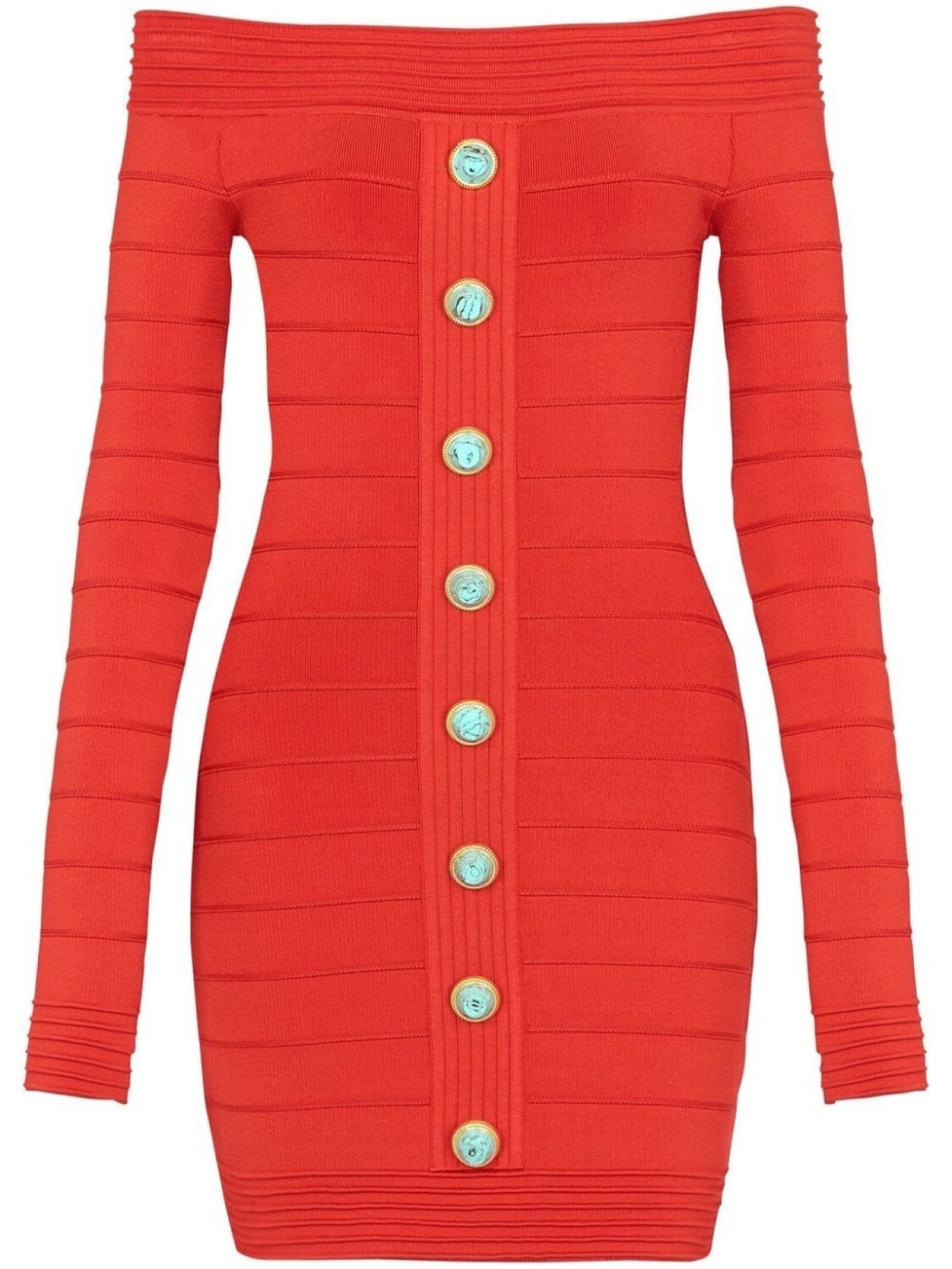 

Balmain off-shoulder knitted minidress, красный