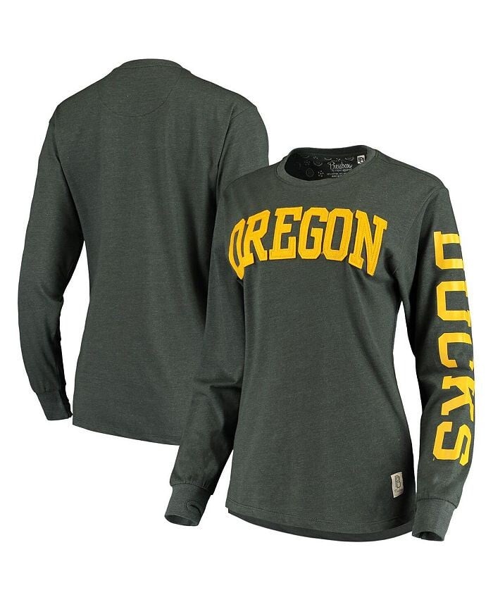 

Женская футболка с длинным рукавом Green Oregon Ducks Two-Hit Canyon Pressbox, зеленый