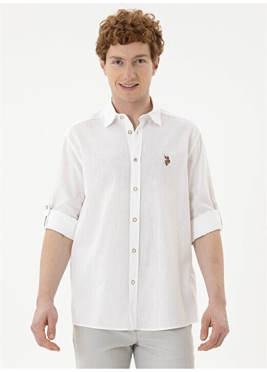 

Белая мужская рубашка с воротником на пуговицах Comfort Fit ENZO024Y U.S. Polo Assn., белый