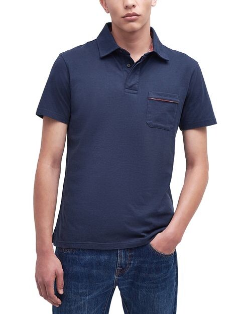 

Рубашка поло с карманами из хлопкового джерси Elsdon Barbour, цвет Blue