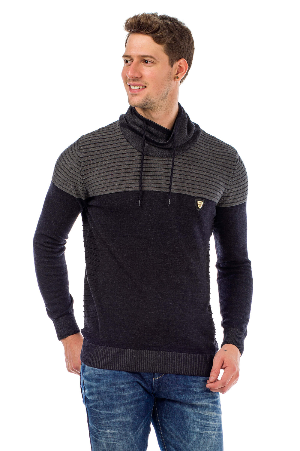 

Пуловер Cipo & Baxx Rollkragen, цвет Darkblue Anthracite