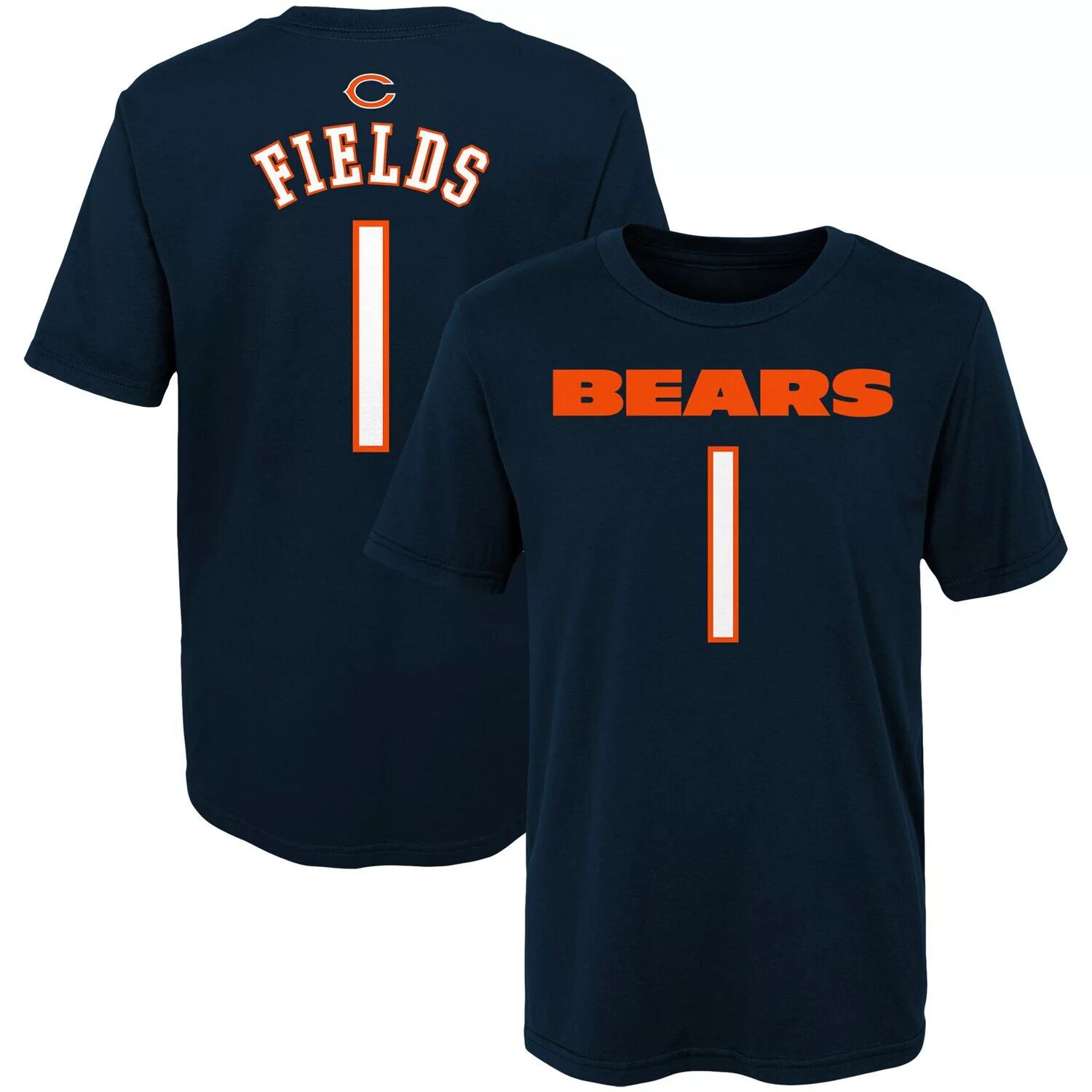 

Темно-синяя футболка Chicago Bears Mainliner с именем и номером игрока Justin Fields для дошкольников Outerstuff, Синий