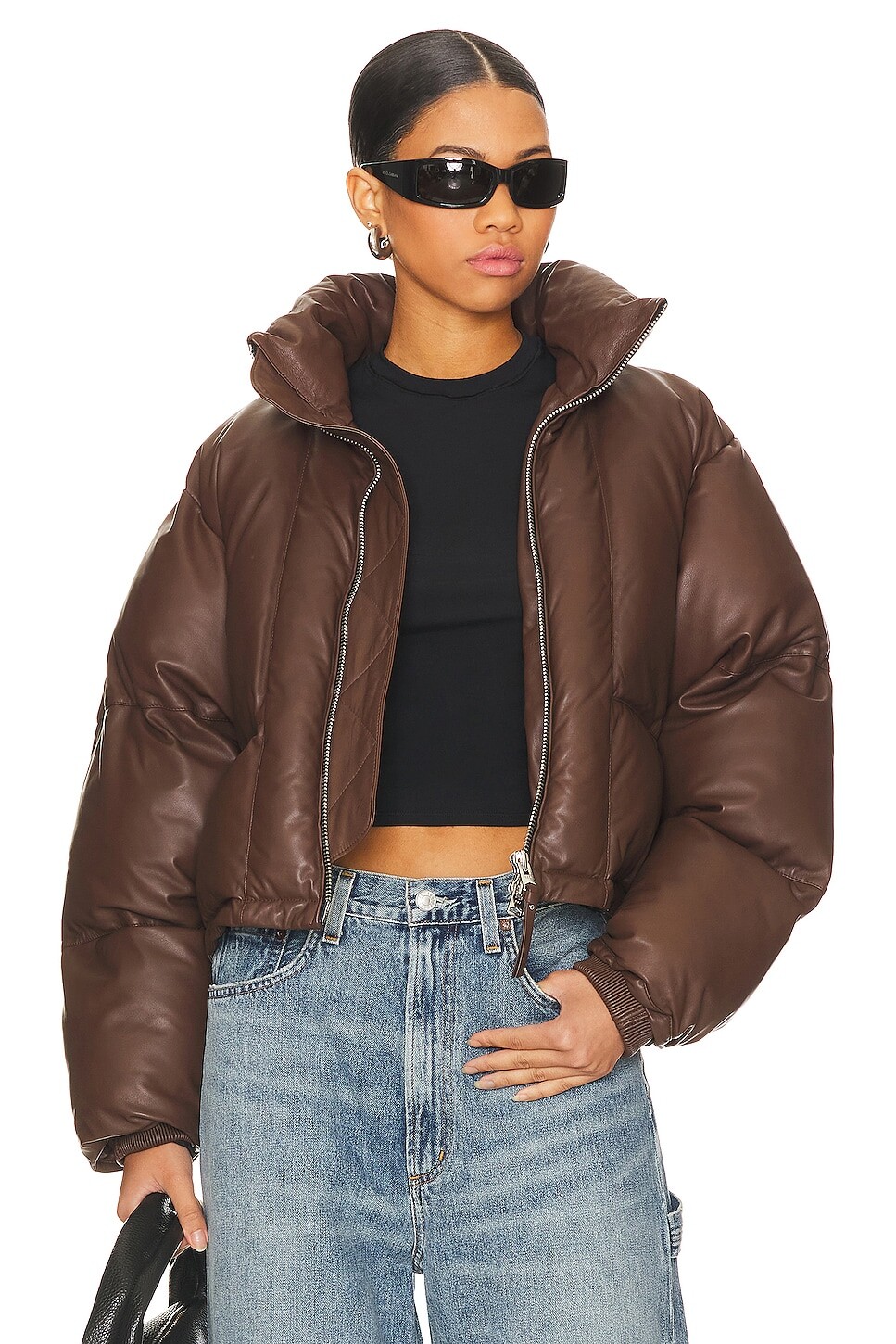 

Пуховик AGOLDE x Shoreditch Ski Club Edie Leather Puffer, цвет Cola