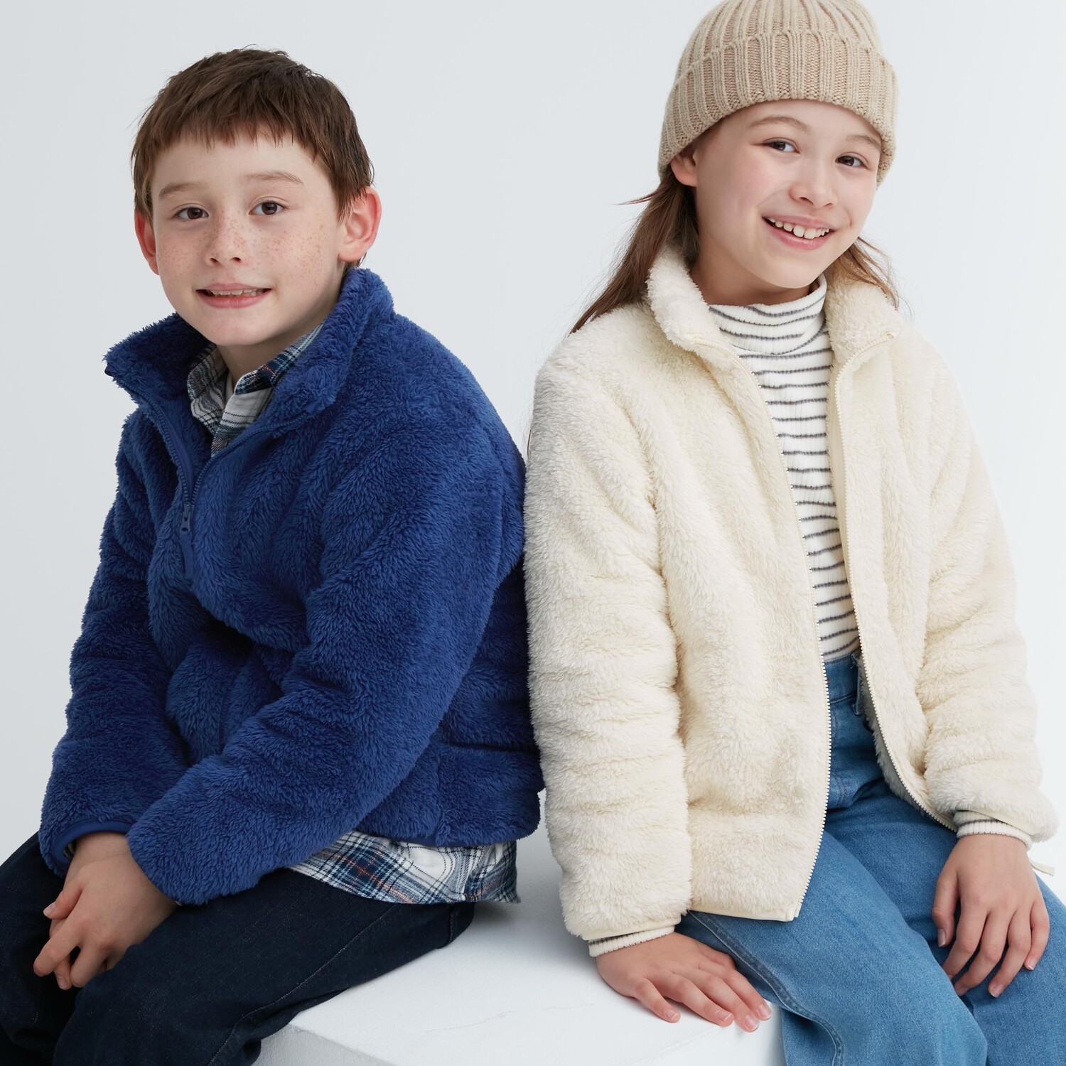 

Куртка из флисового меха Uniqlo Kids, синий