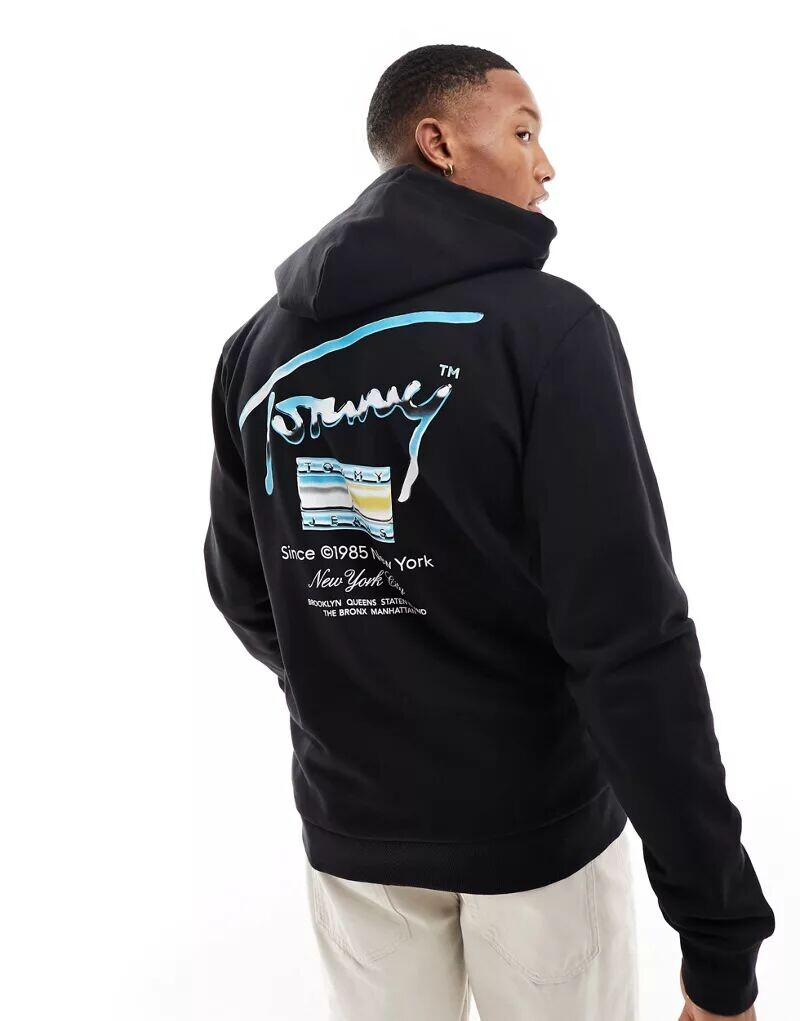 

Черная толстовка классического кроя с металлизированным логотипом Tommy Jeans