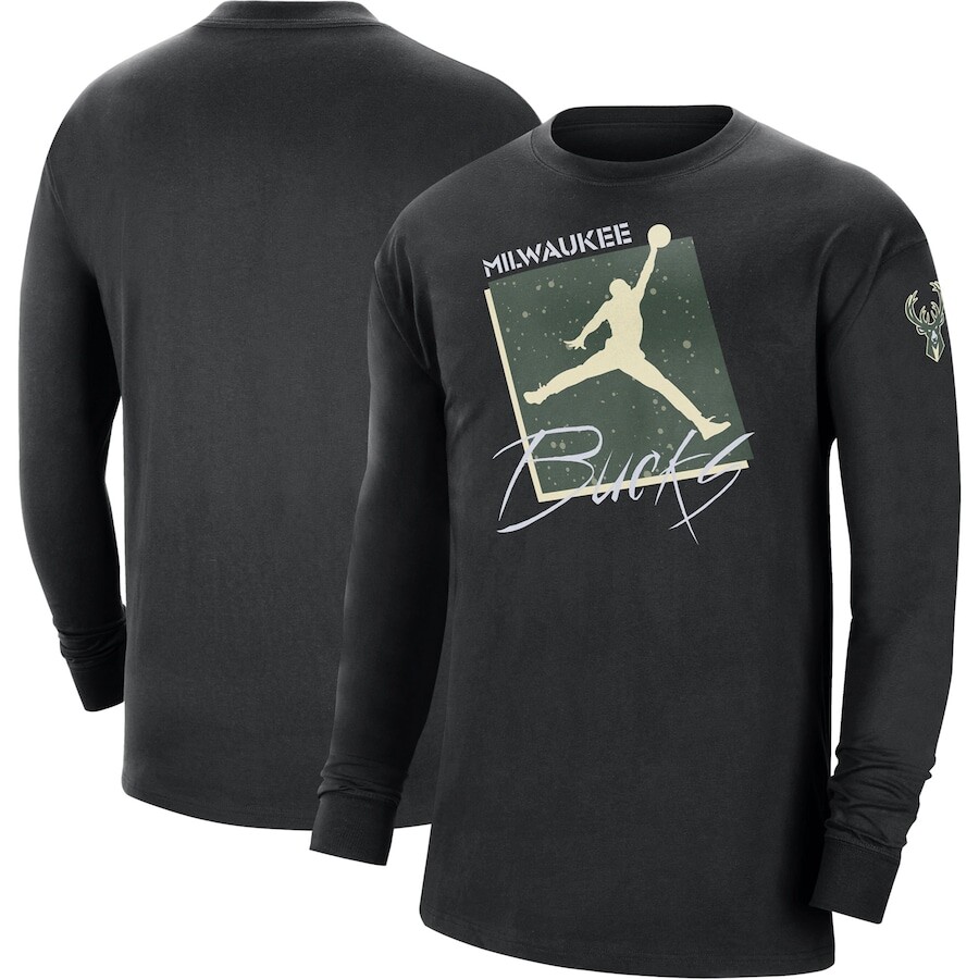 

Футболка с длинным рукавом Jordan Brand Milwaukee Bucks, черный