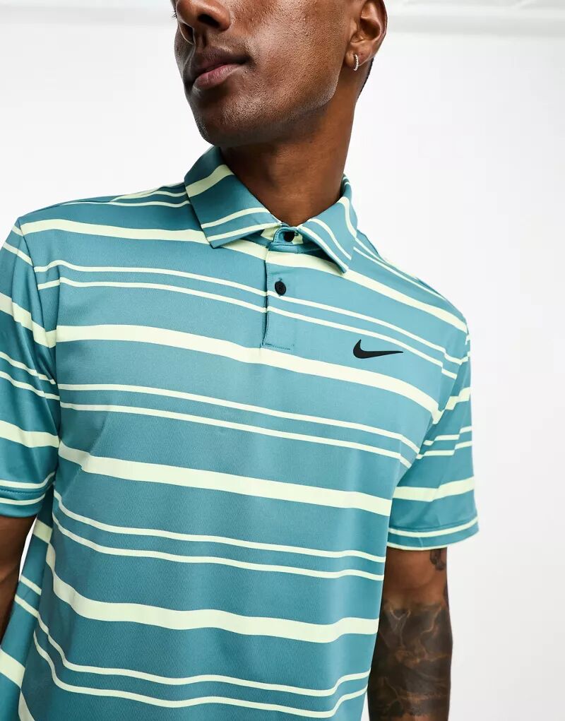 Бирюзовая полосатая рубашка-поло Nike Tour