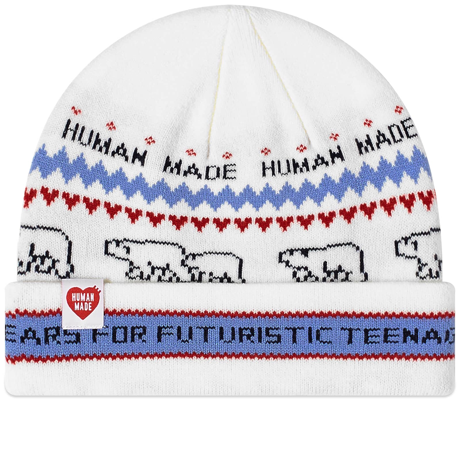 Шапка Human Made Jacquard, белый human made вафельная шапка бини синий