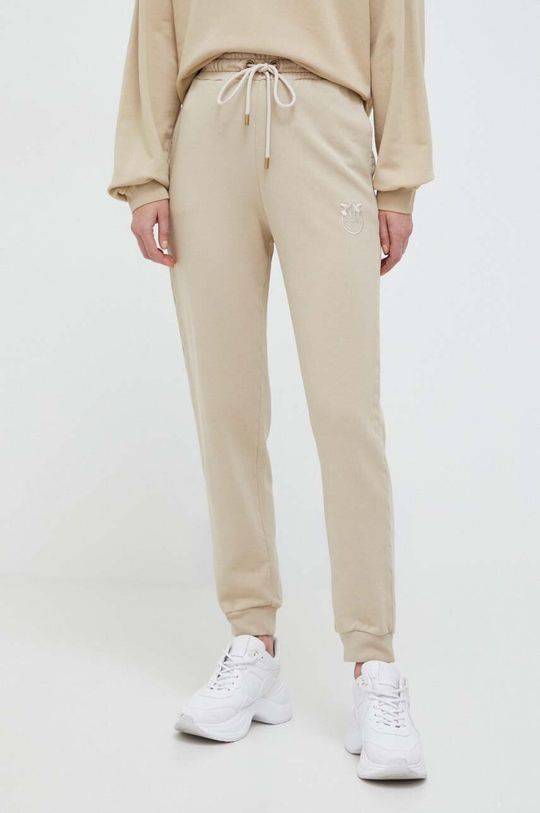 Спортивные брюки из хлопка Pinko, бежевый цена и фото