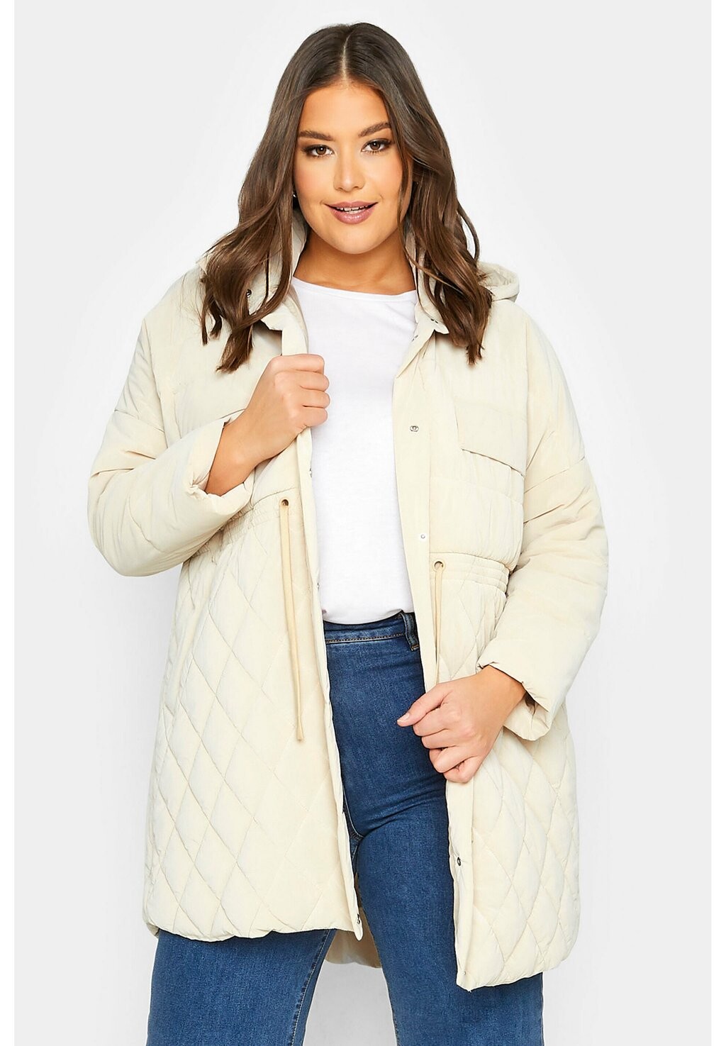 

Куртка переходного периода SHIRRED WAIST PADDED COAT Yours Clothing, бежевый