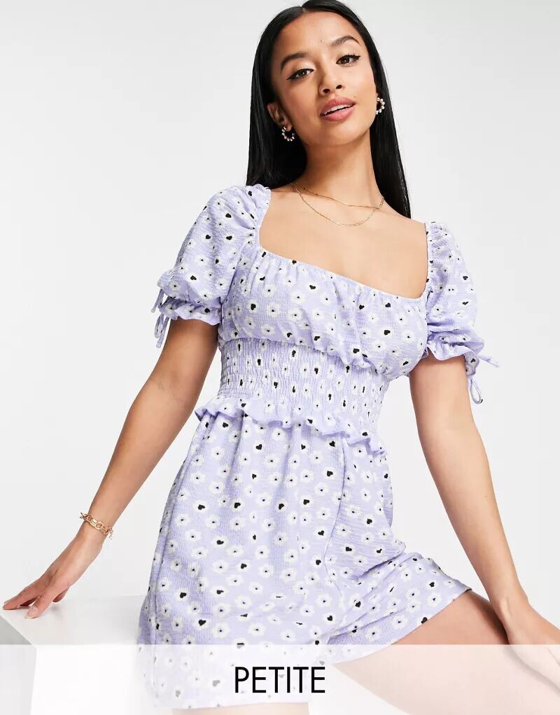 

Сиреневый комбинезон со сборками на талии и принтом ромашек Miss Selfridge Petite