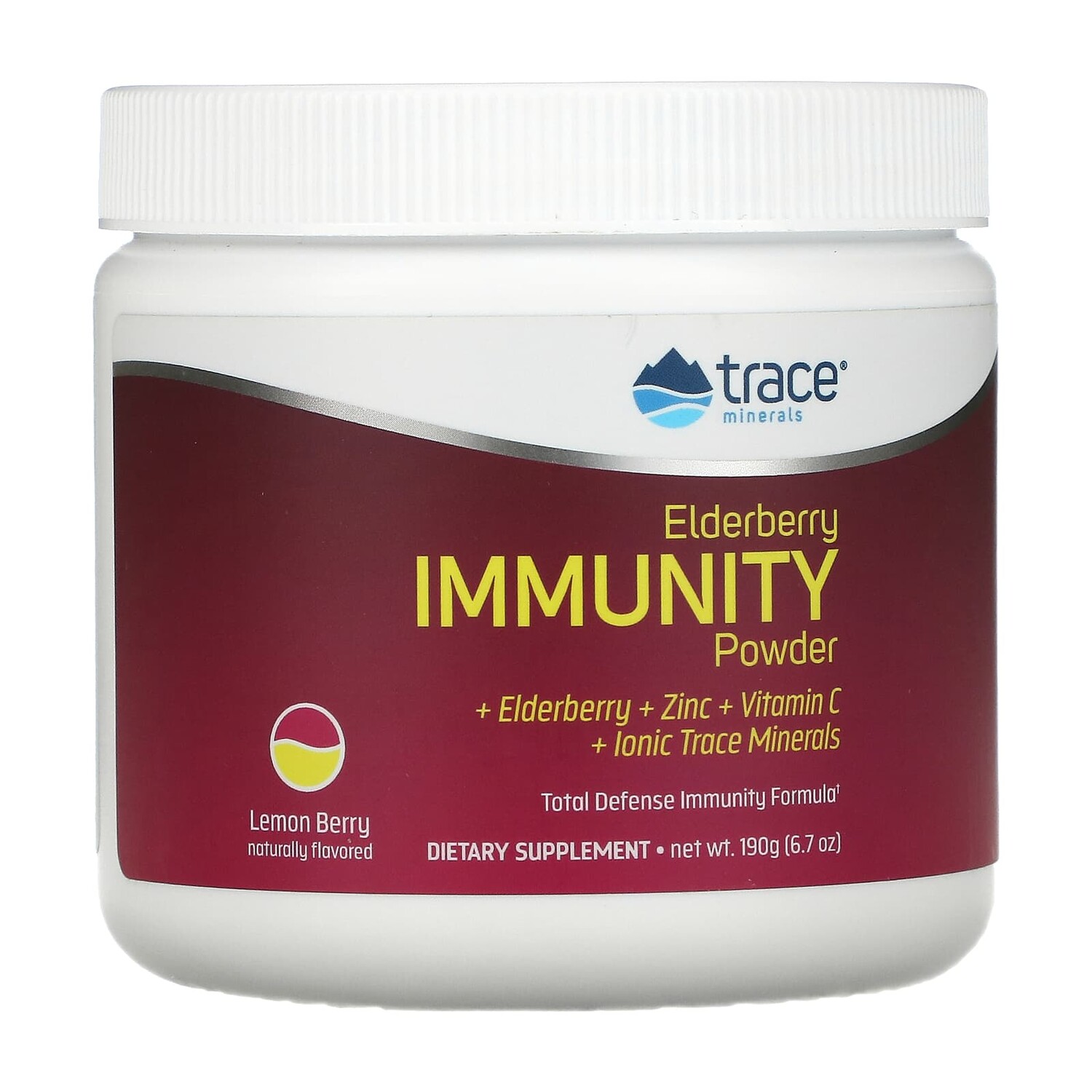 

Порошок для иммунитета из бузины, лимон и ягоды, 190 г (6,7 унции), Trace Minerals