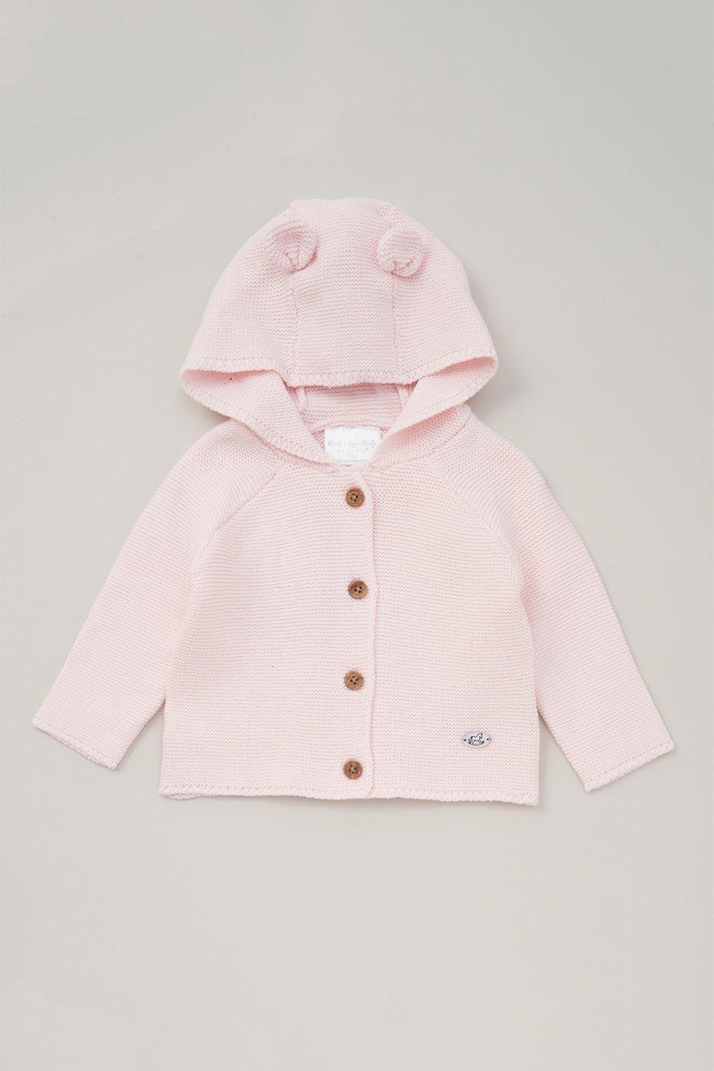 

Хлопковый вязаный кардиган с капюшоном Bear Rock a Bye Baby, розовый