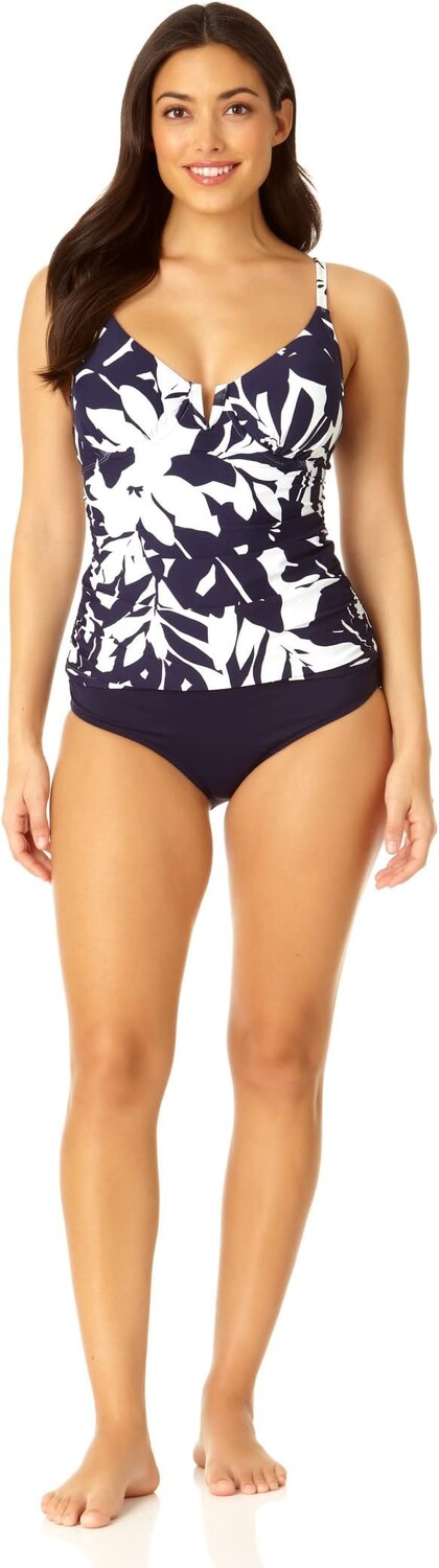 

Купальник Anne Cole V Wire Elongated Underwire Tankini, цвет Navy White