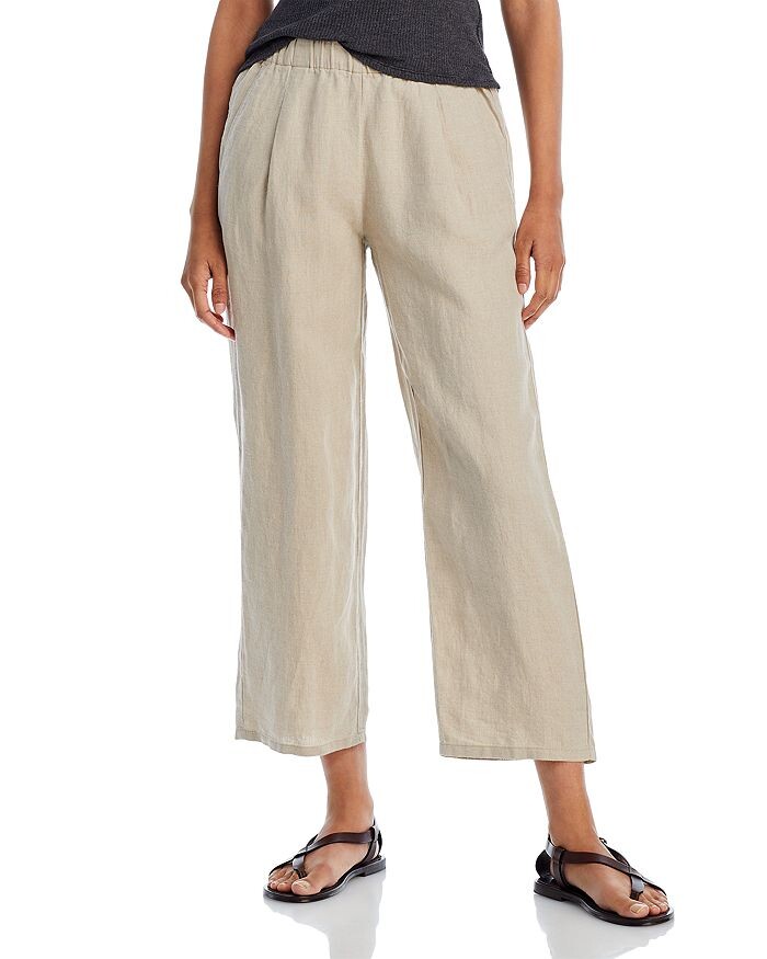 

Широкие льняные брюки без застежек из органического льна Eileen Fisher