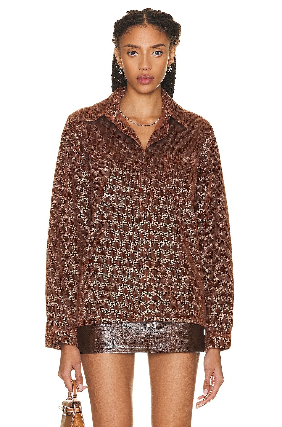 

Рубашка Erl Corduroy Embossed, коричневый