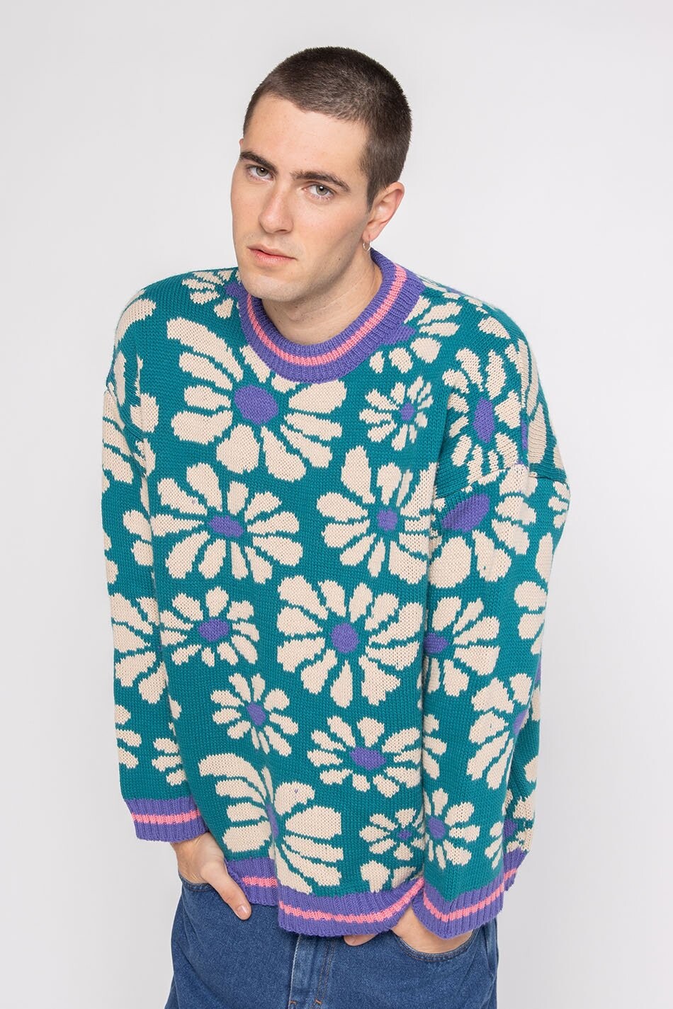 

Свитшот Kaotiko FLOWERS UNISEX, цвет green/purple