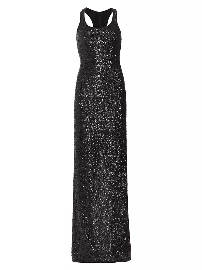 Платье-футляр с открытой спиной и пайетками Michael Kors Collection, черный