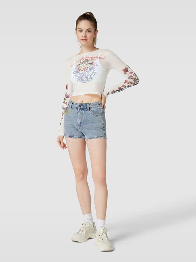 

Укороченная модель с длинным рукавом и принтом «LOVE-KILLS-SLOWLY» Ed Hardy, белый