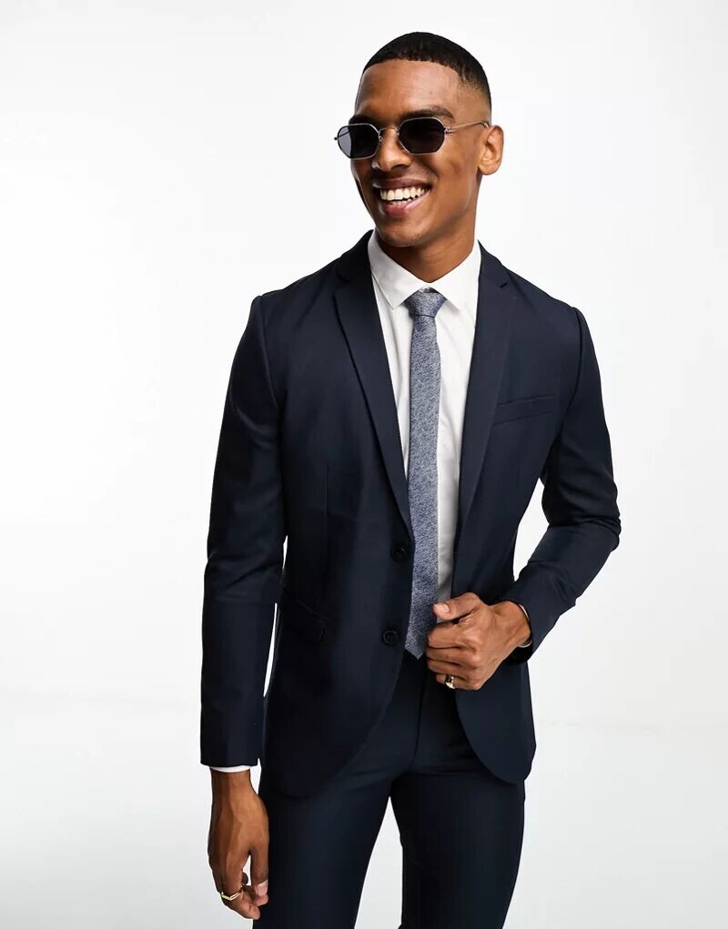 

Темно-синий приталенный пиджак Jack & Jones