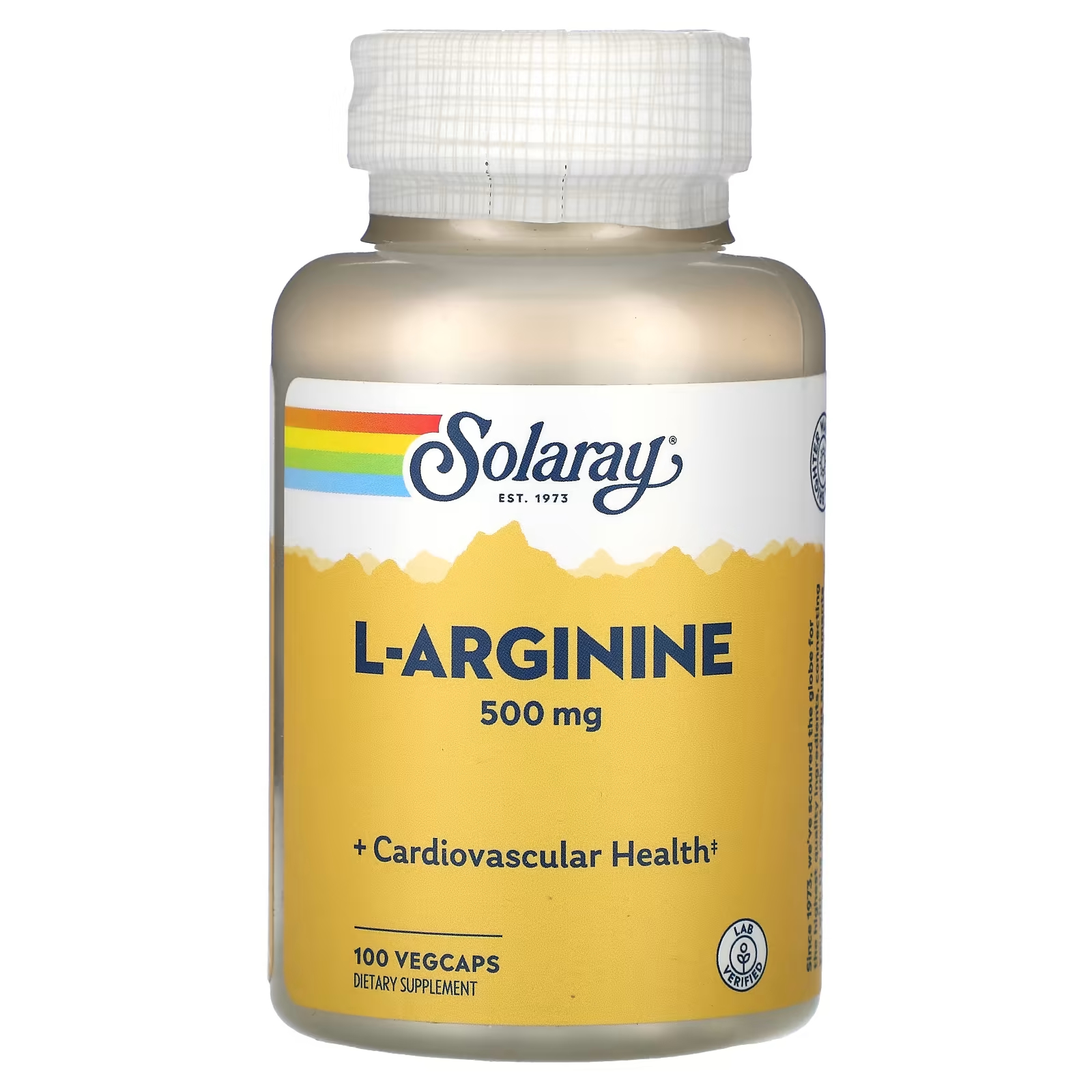 L-аргинин Solaray, 500 мг, 100 растительных капсул solaray l фенилаланин 500 мг 60 растительных капсул